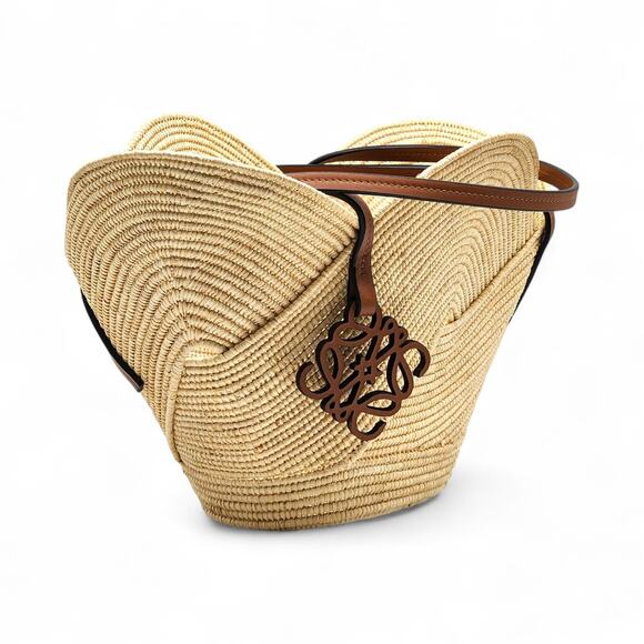 Loewe x Paula’s Ibiza Petal Anagram Natural Raffia Basket Tote Bag Beige - New - Picture 2 of 9